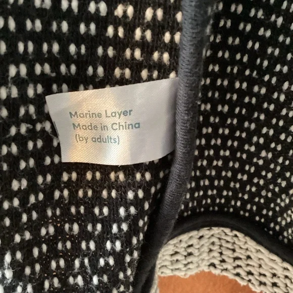 Marine Layer Birdseye Long Cardigan Jacket Sweater Beige Black XL - Picture 9 of 11